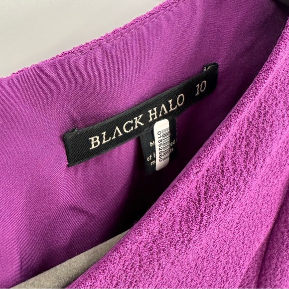Black Halo Ruiz Asymmetric Flutter Dress Purple Size 10 - Picture 3 of 6